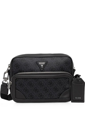 GUESS USA monogram-print logo-plaque messenger bag - Black