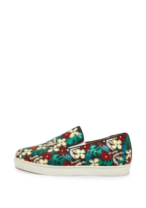 Christian Louboutin Pre-Owned floral-appliqué sneakers - Black