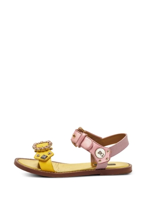 Dolce & Gabbana Pre-Owned embellished lizard-effect sandals - Yellow