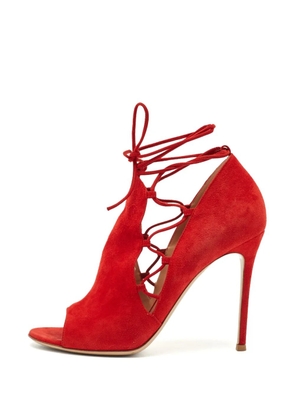 Gianvito Rossi lace-up open-toe ankle boots - Red