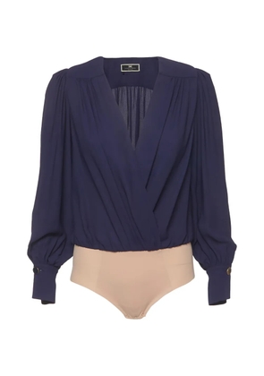 Elisabetta Franchi draped long-sleeve bodysuit - Blue