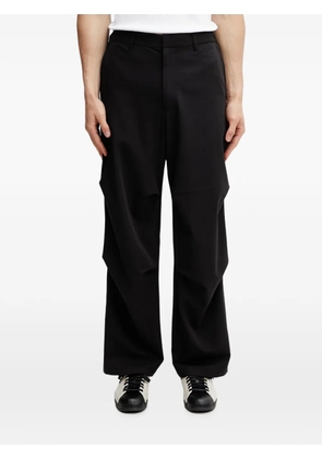Filling Pieces pleat-detail logo-embroidered wide-leg pants - Black