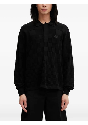 Filling Pieces Rugby check-pattern logo-embroidered sweatshirt - Black