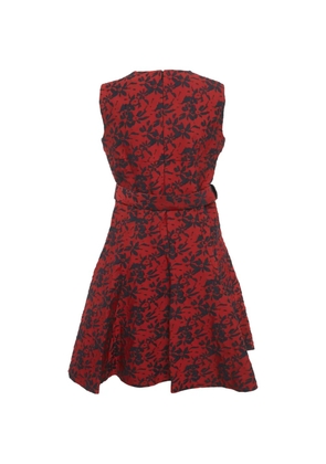 Carolina Herrera Vintage floral-jacquard belted mini dress - Red