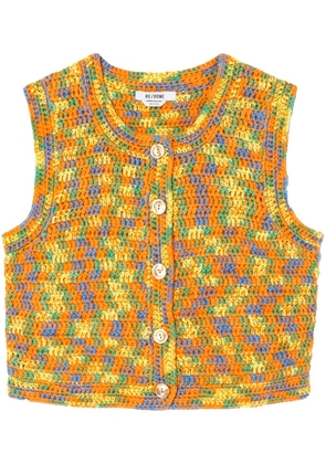 RE/DONE front-button knitted vest - Orange
