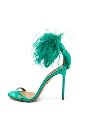 Aquazzura Concerto feather-detail heeled sandals - Green