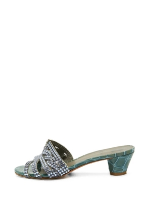 Gina croc-effect embellished sandals - Green