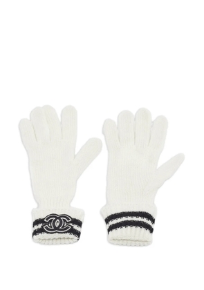 CHANEL Pre-Owned CC rib-knit wool gloves - White