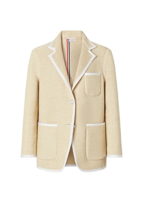 Thom Browne Raffia-effect stripe-detail blazer - Neutrals