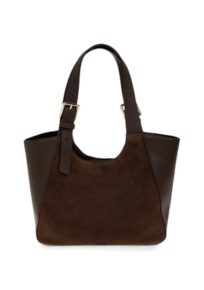 Furla suede-panel leather shoulder bag - Brown