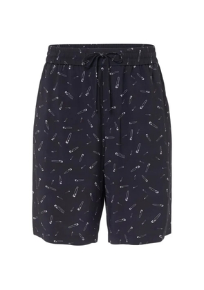 Iceberg safety-pin-print drawstring shorts - Blue
