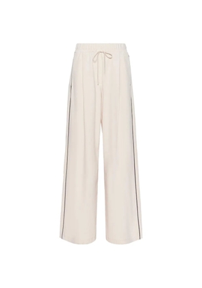 Max Mara tie-waist side-stripe trousers - White