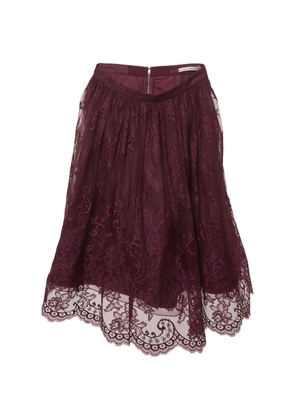 alice + olivia floral-lace midi skirt - Purple