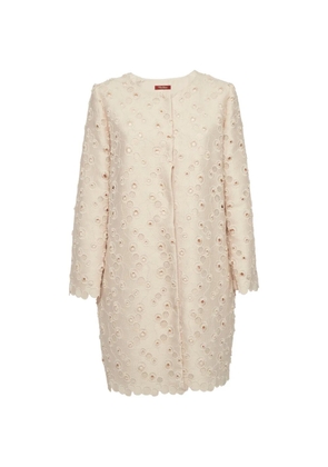 Max Mara embroidered scalloped-edge coat - Neutrals