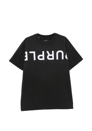 Purple Brand logo-print distressed-effect T-shirt - Black