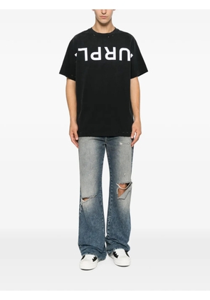 Purple Brand logo-print distressed-effect T-shirt - Black