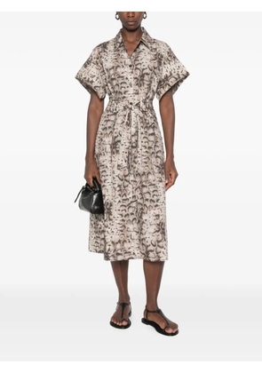 PINKO snake-pattern belted midi dress - Neutrals