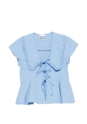 GANNI ruffled peplum blouse - Blue