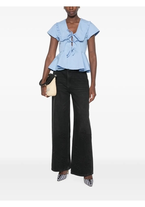 GANNI ruffled peplum blouse - Blue