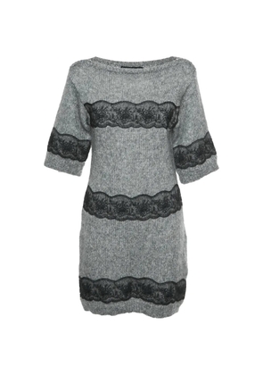 Dolce & Gabbana Pre-Owned lace-trim rib-knit mini dress - Grey