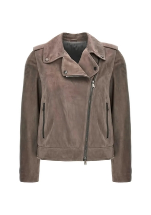Brunello Cucinelli suede biker jacket - Brown