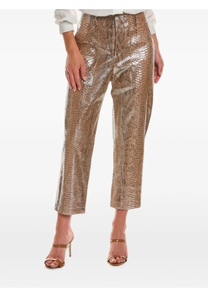 Brunello Cucinelli snake-effect leather trousers - Gold