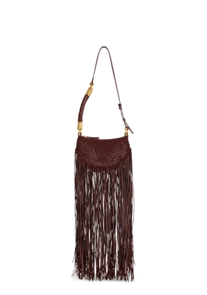 Balmain fringed Ébène mini bag in woven leather - Brown