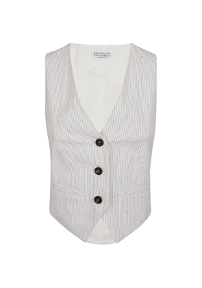 Brunello Cucinelli striped tailored gilet - White