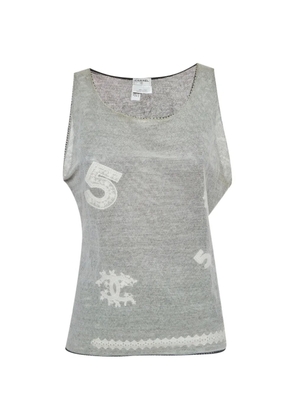 CHANEL Pre-Owned embroidered tulle tank top - Grey