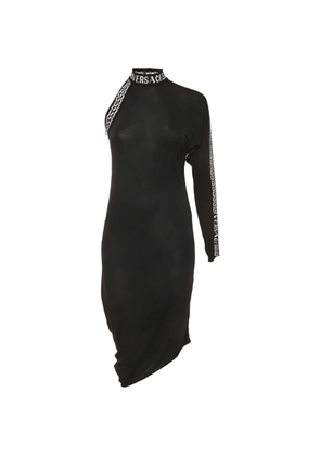 Versace Pre-Owned 2018 Greca logo one-shoulder midi dress - Black
