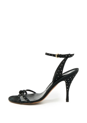 Moschino Pre-Owned crystal-embellished ankle-wrap sandals - Black