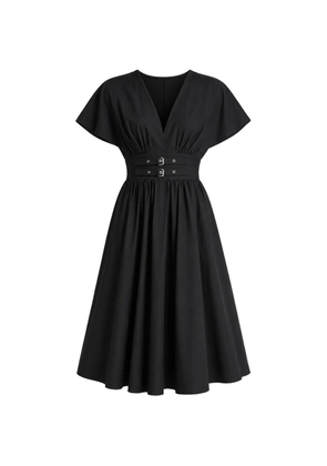 DKNY buckle-detail gathered midi dress - Black
