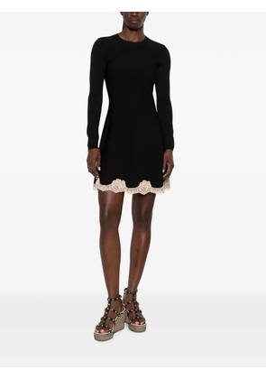 Valentino Garavani lace-trim long-sleeve mini dress - Black