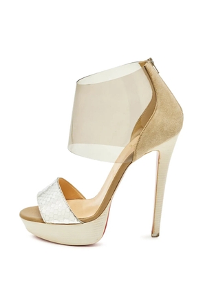 Christian Louboutin Pre-Owned Dufoura python-embossed platform sandals - Neutrals