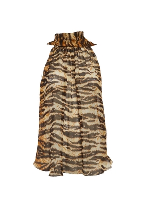 Dolce & Gabbana Pre-Owned tiger-print silk blouse - Brown