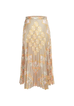SANDRO Fulgence floral-print pleated midi skirt - Neutrals