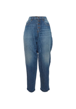 Love Moschino distressed heart-button tapered jeans - Blue