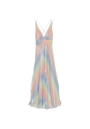 Allure pleated metallic-effect maxi dress - Pink