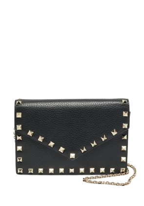 Valentino Garavani Pre-Owned Rockstud envelope wallet on chain - Black