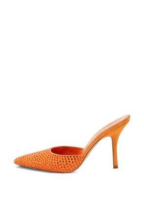 Paris Texas Hollywood crystal-embellished suede heeled mules - Orange