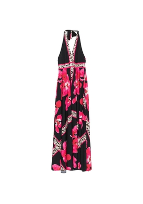 TWINSET floral-print leopard-pattern maxi dress - Black