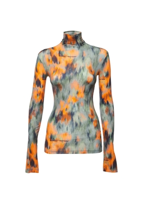 Off-White Pre-Owned Chine Flower printed turtleneck top - Orange