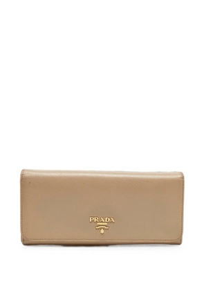 Prada Pre-Owned Saffiano-leather flap continental wallet - Neutrals