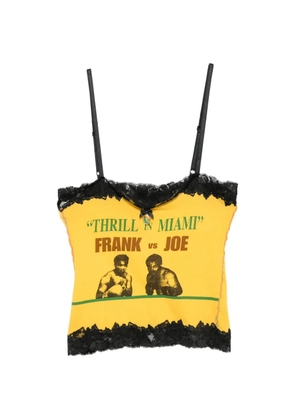 Dolce & Gabbana Pre-Owned 2000s lace-trim graphic-print top - Yellow