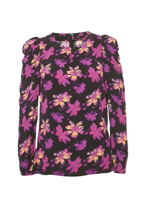Maje floral-print puff-sleeve blouse - Black