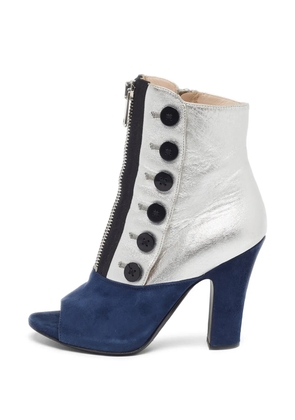 Miu Miu Pre-Owned peep-toe button-detail ankle boots - Silver