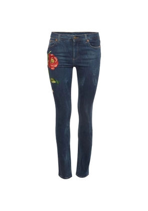 Gucci Pre-Owned floral-embroidered belt-loop jeans - Blue
