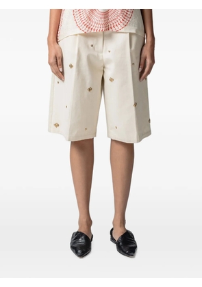Muller Of Yoshiokubo embellished pleated shorts - Neutrals