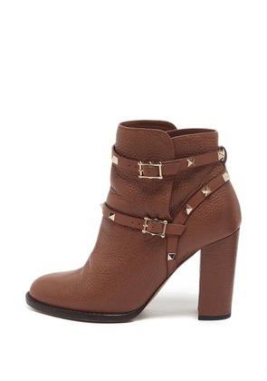 Valentino Garavani Pre-Owned Rockstud buckle ankle boots - Brown