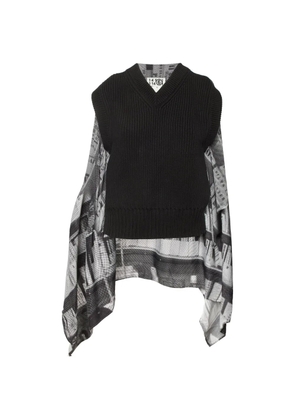 Maison Martin Margiela Pre-Owned ribbed-knit cape-style vest - Black